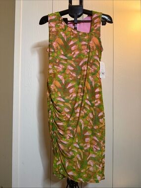 Isabel Maternity by Ingrid & Isabel Olive Green and Pink Floral Midi Dress